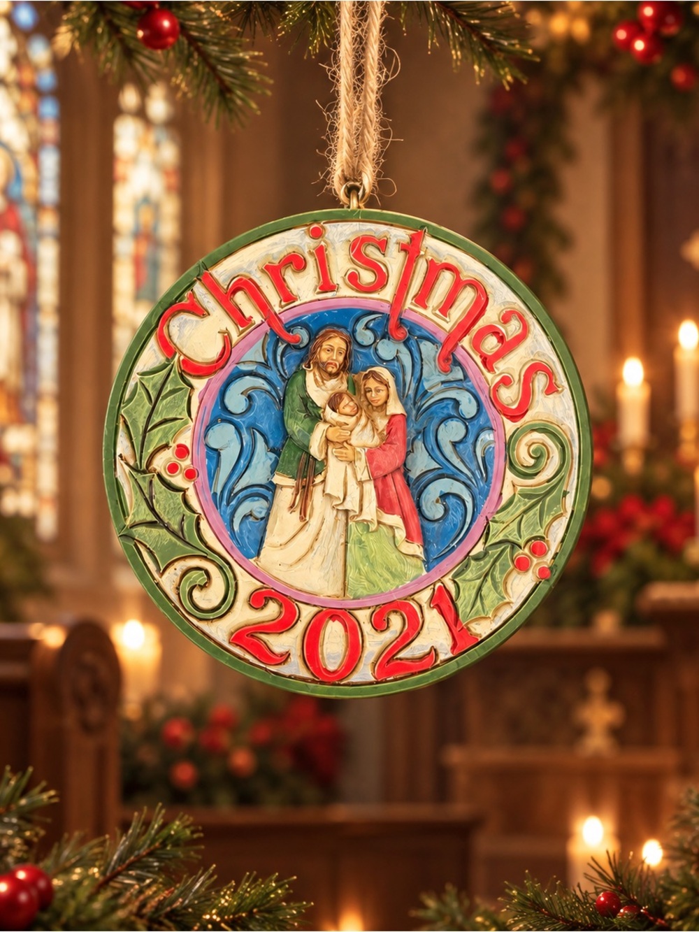 Jim Shore Holy Family Dated 2021 Ornament w/ Box 6009193FD